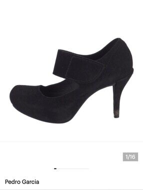 Pedro Garcia Mary Jane Black Suede Heels Eu Size 40 Approx 9-9.5 US